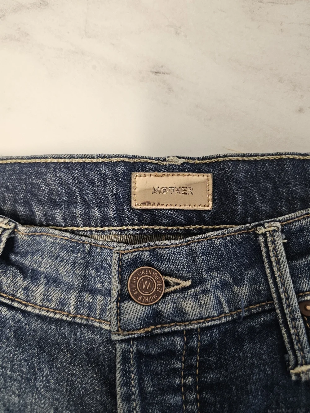 MOTHER The Stunner Fray High Rise  Roasting Nuts Blue Skinny Jeans 25 Preowned - Picture 8 of 11